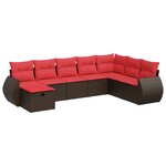 vidaXL Salon de jardin 8 Pièces avec coussins marron résine tressée