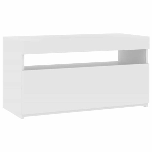 vidaXL Meuble TV avec lumières LED Blanc 75x35x40 cm