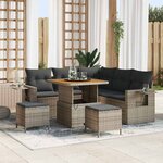 vidaXL Ensemble de canapé de jardin 8 Pièces Gris polyrotin