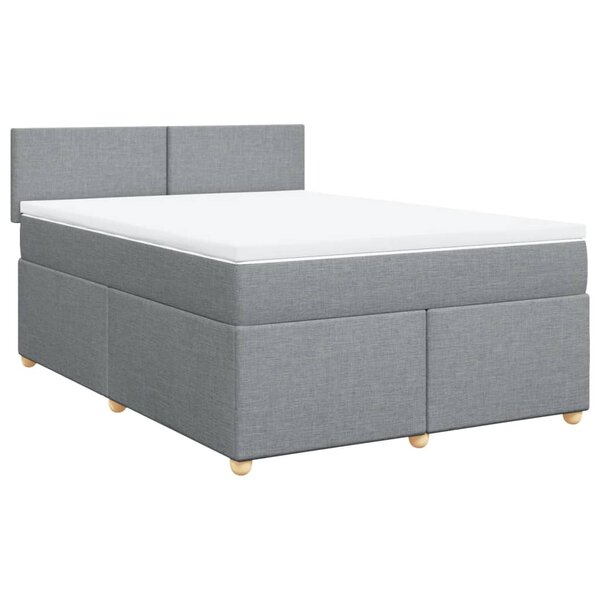 vidaXL Sommier à lattes de lit avec matelas Gris clair 140x200cm Tissu