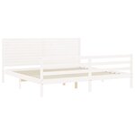 vidaXL Cadre de lit avec tête de lit blanc Super King Size bois massif