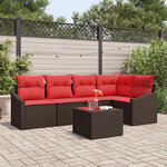 vidaXL Ensemble de Canapés avec coussin 6 Pièces Marron polyrotin