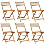vidaXL Chaises de jardin pliantes lot de 6 beige rotin et bois massif