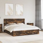 vidaXL Cadre de lit Chêne fumé 200 x 200 cm Bois d'ingénierie