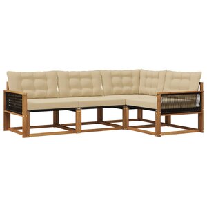 vidaXL Ensemble de canapés d'extérieur 4 Pièces Naturel et Beige