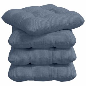 vidaXL Coussins de siège 4 pc Tissu en velours côtelé Bleu 45 x 45 cm