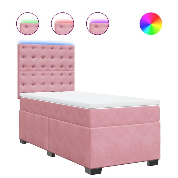 vidaXL Sommier à lattes de lit avec matelas Rose 100x200 cm Velours