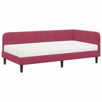 vidaXL Cadre de lit d'angle avec matelas Bordeaux 90 x 200 cm Velours