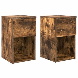 vidaXL Armoire de lit 2 Pièces Chêne fumé 29 x 31 5 x 49 cm