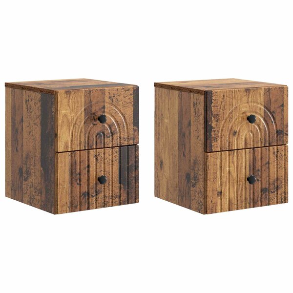 vidaXL Cabinet de chevet mural 2 Pièces Bois ancien 33 x 34 5 x 40 cm