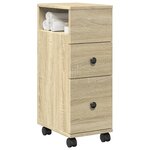 vidaXL Meuble étroit de salle de bain à roulettes chêne sonoma