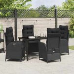 vidaXL Ensemble de salle à manger pour jardin 5 Pièces Noir polyrotin