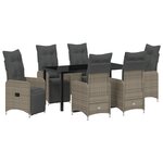 vidaXL Ensemble de salle à manger de jardin 7 pièces avec coussins en poly rattan gris.