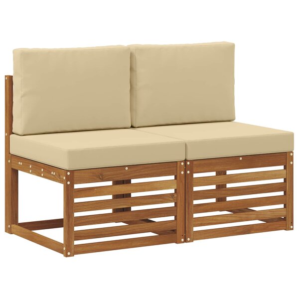 vidaXL 2 Pièce Sofa de milieu extérieur Bois d'Acacia Massif Naturel