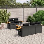 vidaXL Salon de jardin 6 Pièces avec coussins noir résine tressée
