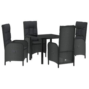 vidaXL Ensemble de salle à manger pour jardin 5 Pièces Noir Poly rotin