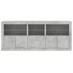 vidaXL Buffet avec lumières LED gris béton 162x37x67 cm