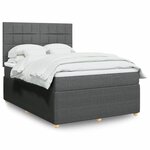 vidaXL Sommier à lattes de lit avec matelas Gris foncé 160x200cm Tissu