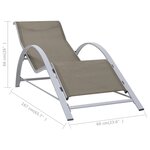 vidaXL Chaise longue textilène et aluminium taupe