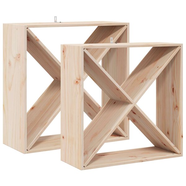vidaXL Étagère à vin 2 Pièces Naturel 62 x 25 x 62 cm Pin massif
