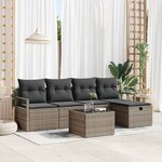 vidaXL Ensemble de canapé de jardin avec coussin 6 Pièces Gris Poly rotin