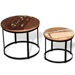 vidaXL Table basse 2 Pièces Bois récupéré massif Rond 40 cm / 50 cm