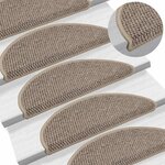 vidaXL Tapis d'escalier autocollants 15 Pièces 56x17x3 cm Beige foncé