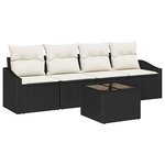 vidaXL Ensemble de canapé de jardin 5 Pièces Noir  Crème 55 x 55 x 37 cm