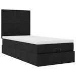 vidaXL Cadre de lit ottoman avec matelas noir 90x200 cm tissu