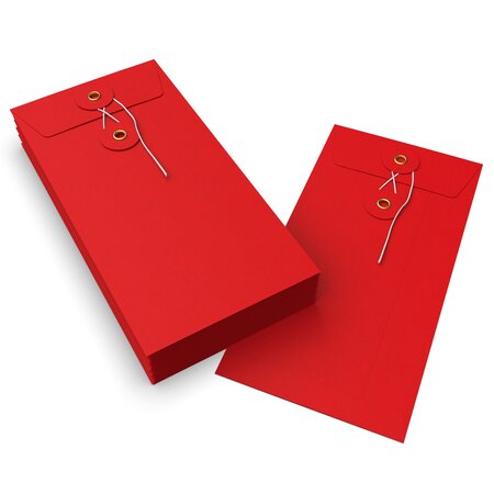 Lot de 20 enveloppes à rondelle et ficelle rouge 220x110
