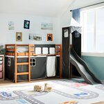 vidaXL Lit mezzanine enfants avec tour blanc/noir 90x190 cm pin massif