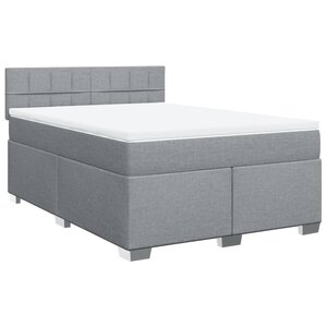 vidaXL Sommier à lattes de lit avec matelas Gris clair 160x200cm Tissu