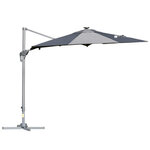 Parasol déporté octogonal parasol LED inclinable pivotant manivelle piètement acier dim. Ø 3 x 2 48H m gris