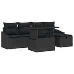 vidaXL Set de canapé de jardin 6 pièces avec coussins - Rattan poly noir
