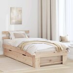 vidaXL Cadre de lit avec tiroir Marron 80 x 200 cm Bois massif en pin