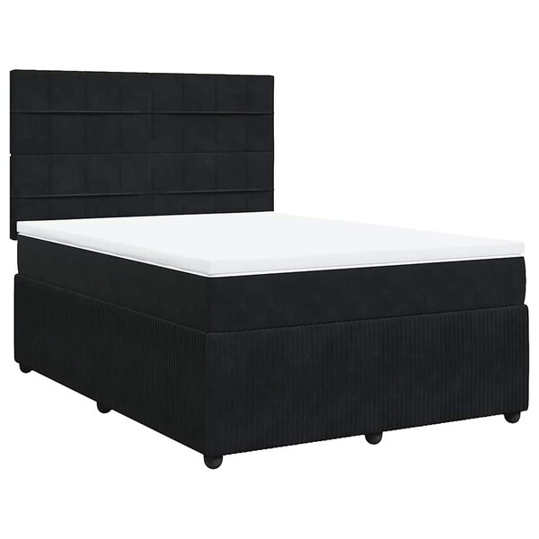 vidaXL Sommier à lattes de lit avec matelas Noir 140x200 cm Velours