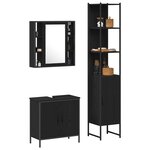 vidaXL Meubles de salle de bain 3 Pièces Noir Bois d'ingénierie