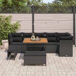 vidaXL Ensemble de canapé de jardin 9 Pièces Noir polyrotin