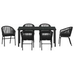 vidaXL Ensemble de salle à manger pour jardin 7 Pièces Noir Poly rotin