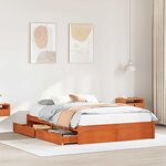 vidaXL Cadre de lit Cire marron 140 x 200 cm Bois de Pin Massif
