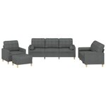 vidaXL Ensemble de canapés 4 Pièces coussins gris foncé tissu