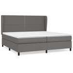 vidaXL Sommier à lattes de lit avec matelas Gris 200x200 cm Similicuir