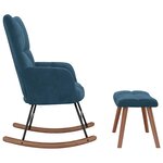vidaXL Chaise à bascule avec tabouret en velours bleu