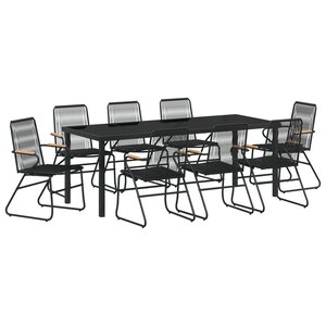 vidaXL Ensemble de salle à manger de jardin 9 pièces Noir Rattan PVC