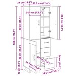 vidaXL Haut Armoire 2 Pièces Chêne artisanal Bois Aggloméré et Verre