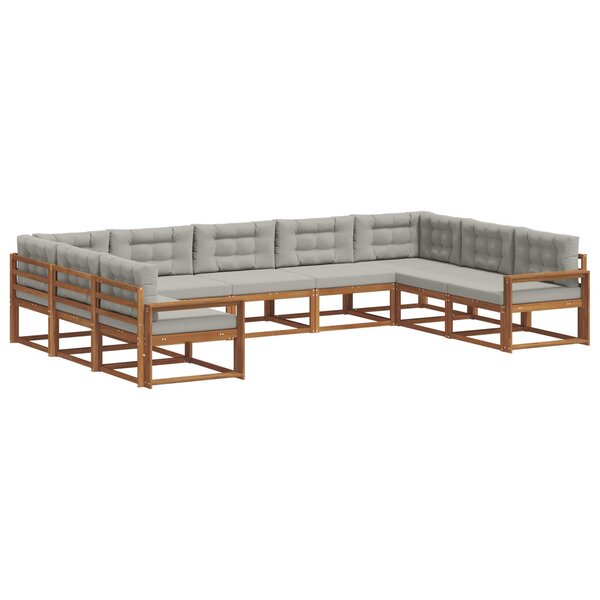 vidaXL Ensemble de canapés d'extérieur 9 pc Gris Naturel et Clair