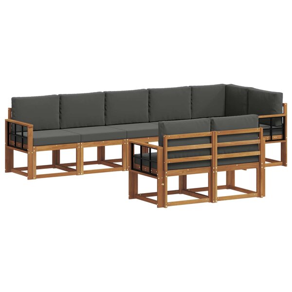 vidaXL Ensemble de canapés d'extérieur 8 pc Naturel et Anthracite