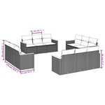 vidaXL Salon de jardin avec coussins 12 Pièces gris résine tressée