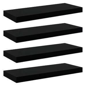 vidaXL Étagère murale flottante 4 Pièces Noir brillant 60x23 5x3 8 cm MDF