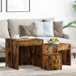 vidaXL Tables gigognes 3 Pièces Chêne fumé Bois d'ingénierie